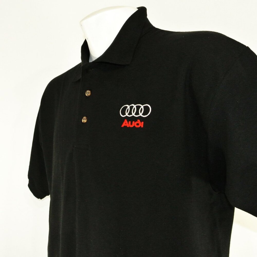AUDI Vintage 1990s Car Dealership Employee Uniform Polo Shirt Black NEW L Large